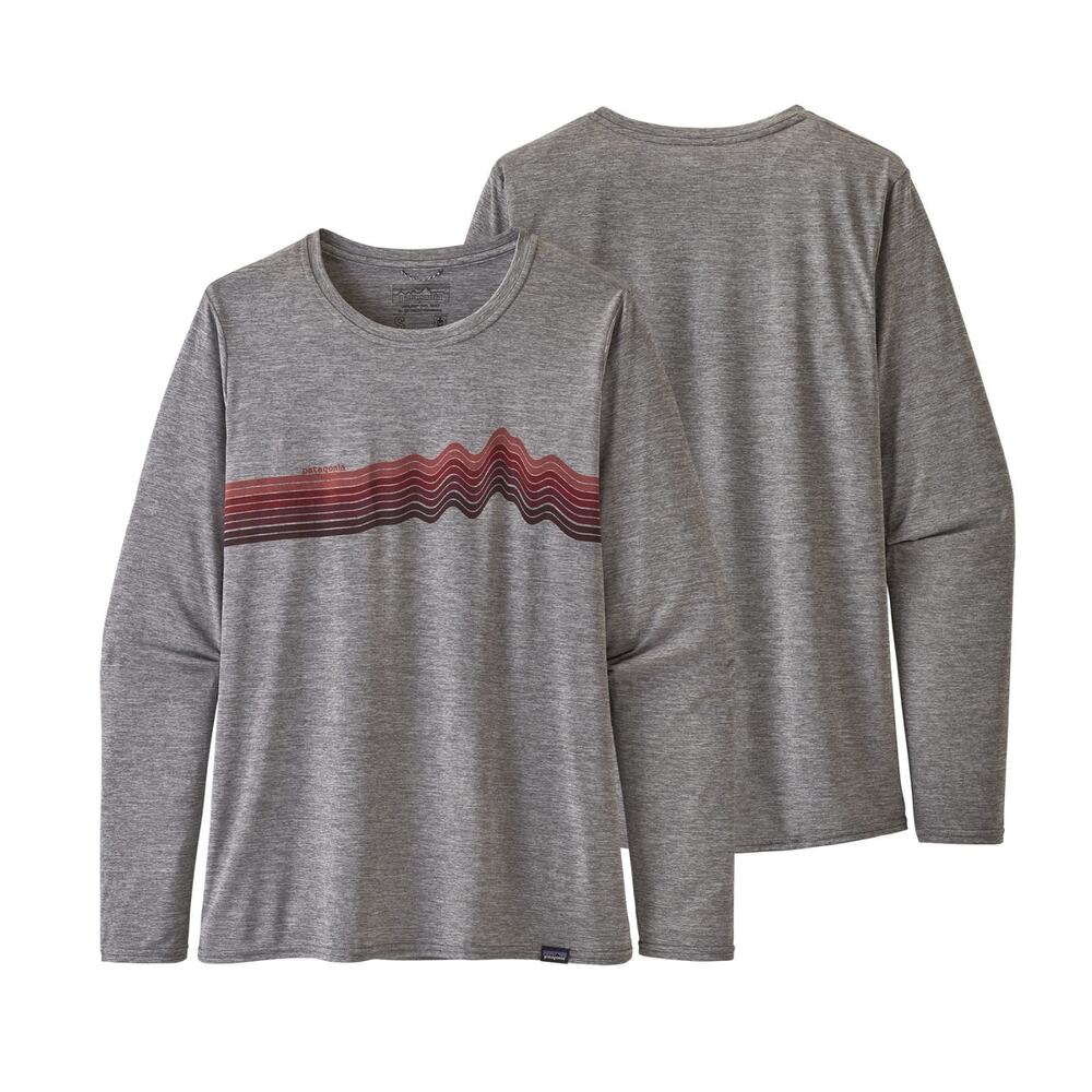 Patagonia Capilene Cool Daily Graphic Long Sleeve Shirt Ridge Rise Stripe Grey